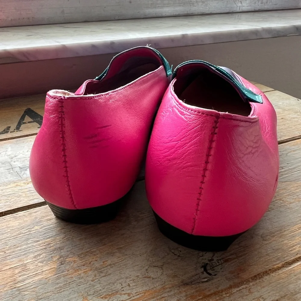 Vintage JOYCE Leather Loafers Colorblock Pink Purple Teal Statement, Size 9 - Picture 5 of 7